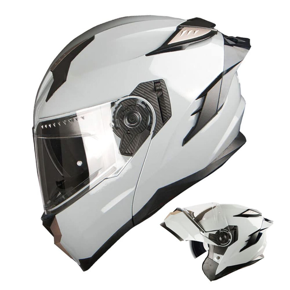 1Storm Motorcycle Modular Full Face Helmet DOT Adults Street Bike Flip up Dual Visor Sun Inner Shield Anti Fog Pinlock Ready Shield Cement Grey-image-OPC-PJYBC6H-NEW