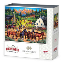 Boardwalk Puzzles Sunrise Ranch 1000 Piece Jigsaw Puzzle for Adults Made in USA