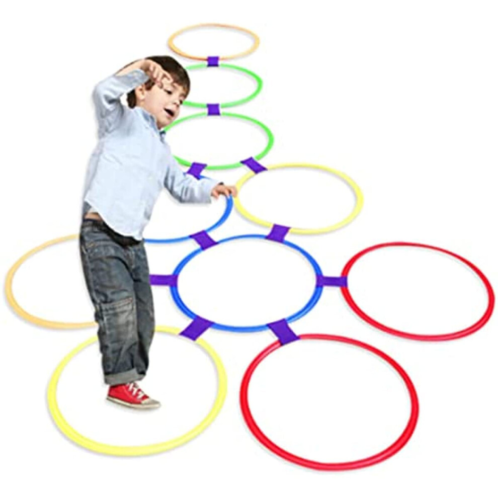 Ring Game Toys Hopscotch Ring Game 10 MultiColored Plastic Rings and 10 Connectors for Indoor or Outdoor UseFun Creative Play Set for Girls and-image-OPC-PJYGHSZ-NEW