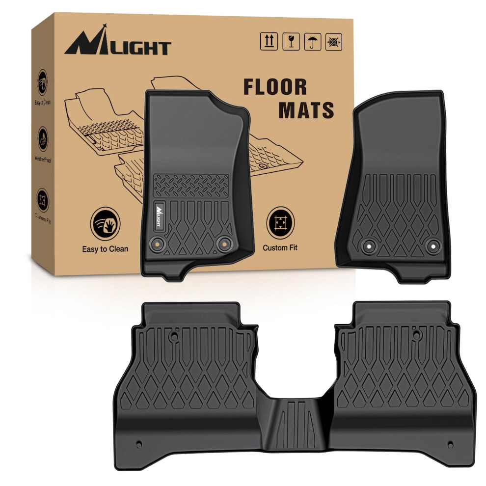 Nilight Tpe Floor Mats For Jeep Gladiator Jt 2020 2021 2022 2023 2024 2025 All Weather Custom Fit Heavy Duty Floor Liners 840323907644