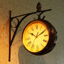Outdoor Garden Clock - Double-Sided Waterproof Wall Clock with Bracket for Indoor/Outdoor Decoration and Beautiful Scenery