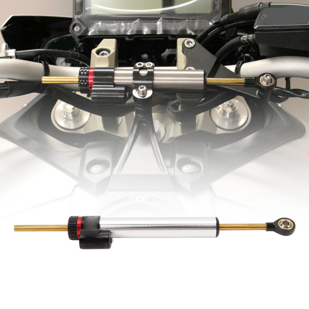 Motorcycle Steering Damper Stabilizer Aluminum Alloy Adjustable 120Mm Silver 8771346579759