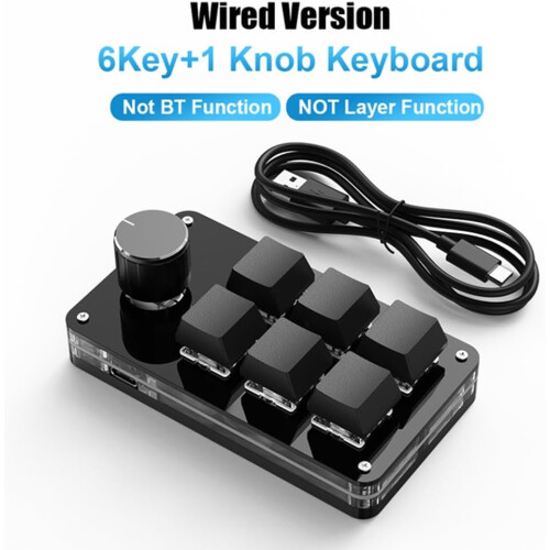 Programming Macro Custom Knob Keyboard 6 Key Wired Mini Keypad for Copy Paste Gaming and Photoshop Compatibility 1