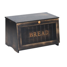 HOMEKOKO Stor tr?br?dkasse til k?kkenbord Retro design enkeltlags bambus med stor kapacitet til opbevaring af mad (vintage sort)