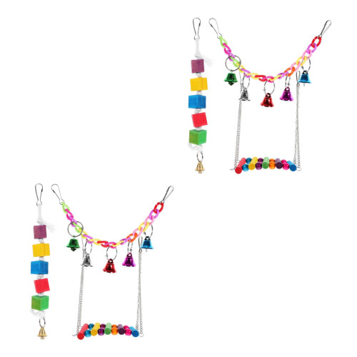2 Sets Bird Toy Parakeets Cage Accessories Bite-Resisting Cockatiel 1