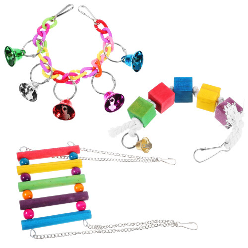 2 Sets Bird Toy Parakeets Cage Accessories Bite-Resisting Cockatiel