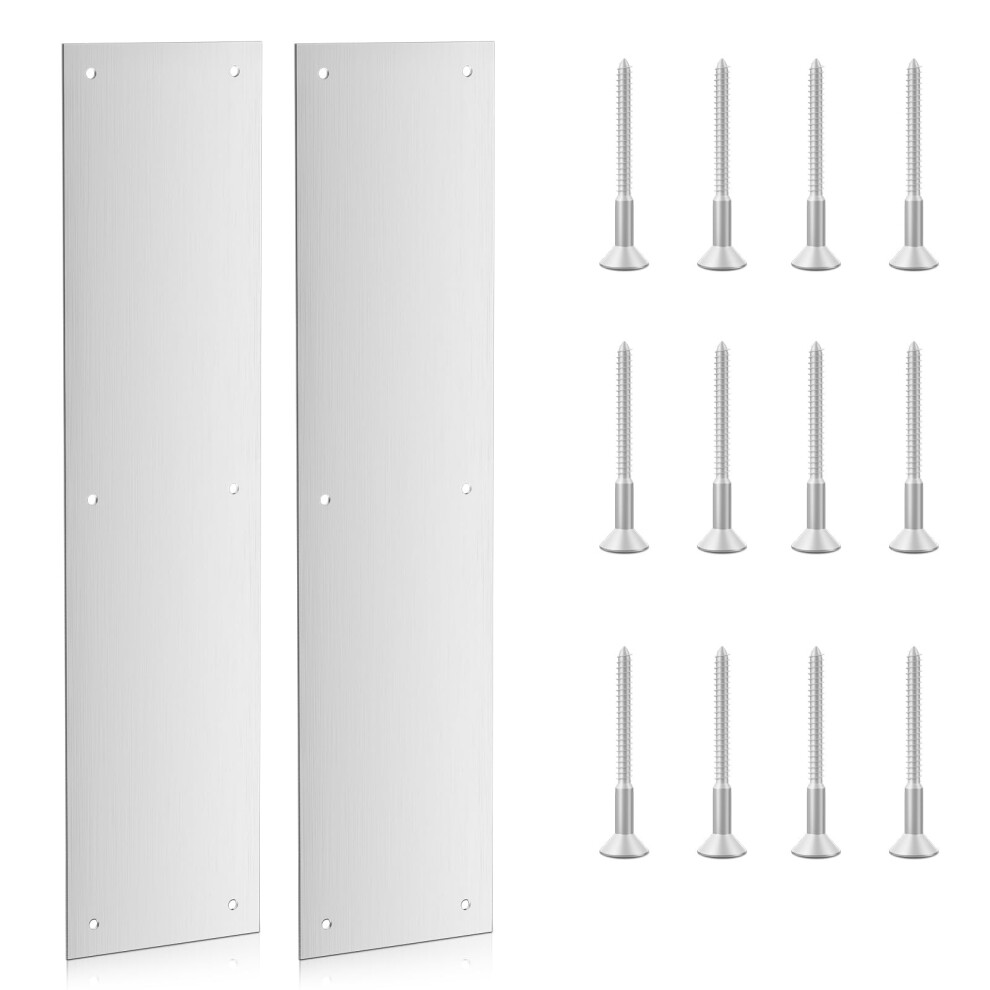 Door Push Plate-Door Kick Plate-4X16 In Door Plates-Kick Plate Door Plate Interior Or Exterior Front Door Or Back Door Door Protection With 6 Screws 705419480480