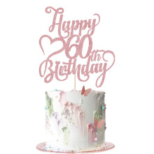AROKIPPRY Dcoration de gteau Joyeux 60e anniversaire paillettes en or rose 60 ans Anniversaire Bonjour 60 Cheers to 60 Years 60 & Fabulous Ca