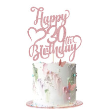 AROKIPPRY Dcoration de gteau Joyeux 30e anniversaire paillettes en or rose 30 ans Anniversaire Bonjour 30 Cheers to 30 Years 30 & Fabulous Ca