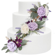 Rinlong 3 pices dcorations de gteau de fleurs violettes prfabriques dcoration de gteau de fleur dcoration de gteau de papillon fleurs po