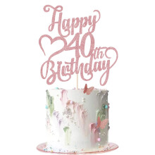 AROKIPPRY Dcoration de gteau Joyeux 40e anniversaire paillettes en or rose 40 ans Anniversaire Bonjour 40 Cheers to 40 Years 40 & Fabulous Ca