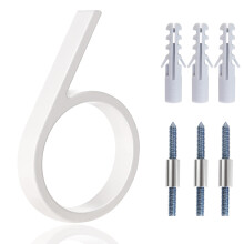5"""" husnumre adressenumre til udvendig metal flydende moderne d?rnumre til husd?rs postkasser numre med s?ms?t (hvid 6)