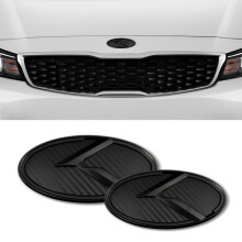 2 Stk K-logo Forreste htte Trunk Emblem Badge Kompatibel med Forte Sedan Optima Cerato .etc (Carbon Fiber Black)