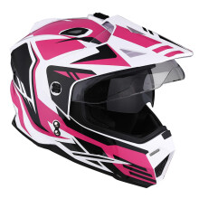 1Storm Youth Kids Dual Sport Dual Visor Motokrosov Off Road Celooblicejov prilba: HF802Youth Storm Pink