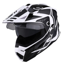 1Storm Jugend-Kinder-Dual-Sport-Doppelvisier-Motorrad-Motocross-Offroad-Integralhelm: HF802Youth Storm Schwarz