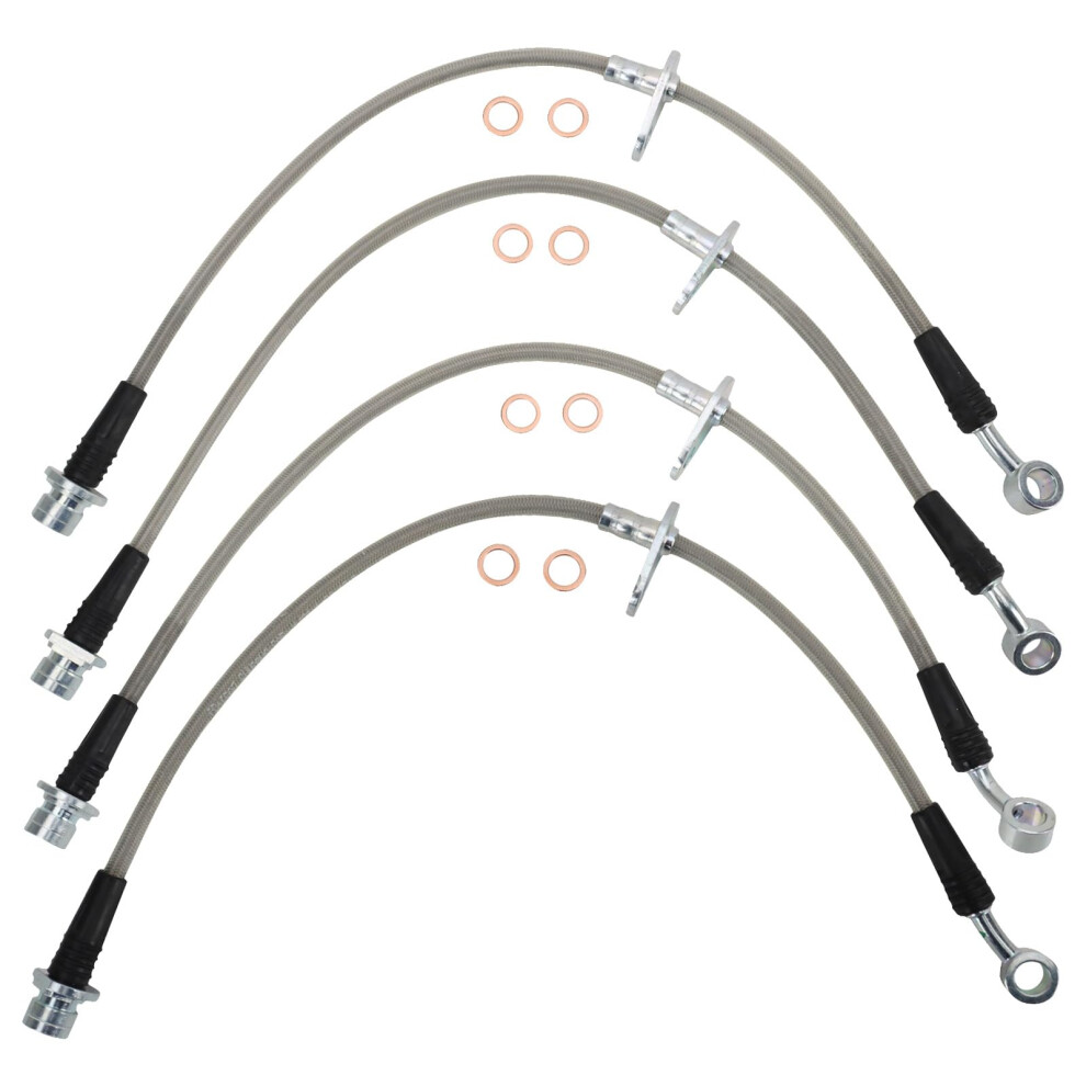 Trq Front And Rear Performance Brake Hose Set Compatible With 20032007 Honda Accord 195591640664