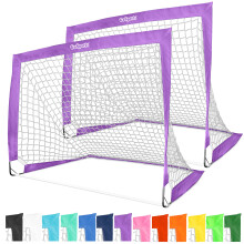 GoSports Équipe Ton 4 ft x 3 ft But de Football Portable pour Enfants - Set de 2 Filets Pop Up - Violet