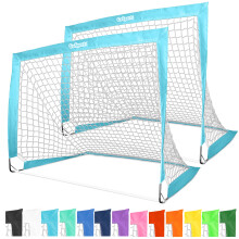 GoSports But de Soccer Portable 4 ft x 3 ft pour Enfants - Set de 2 Filets Pop Up - Bleu Clair