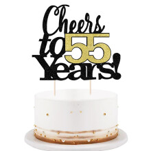 LVEUD Police noire Chiffres dors Bravo 55 ans Joyeux anniversaire Dcoration de gteau Anniversaire de mariage Dcorations de fte d'anniversa