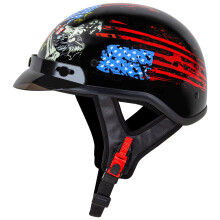 Cartman Cruiser Scooter Motorrad-Halbgesichtshelm, amerikanische Flagge, Totenkopf, USA-Grafik, DOT-zugelassen fr Fahrrad, Roller, ATV, UTV, Chopper