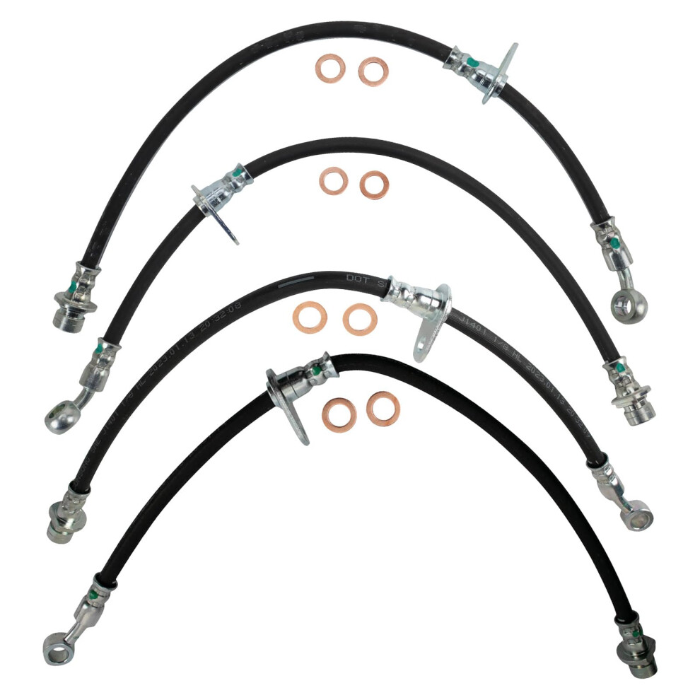 Trq Front & Rear Brake Hose Set Compatible With 20042008 Acura Tl 195591639804