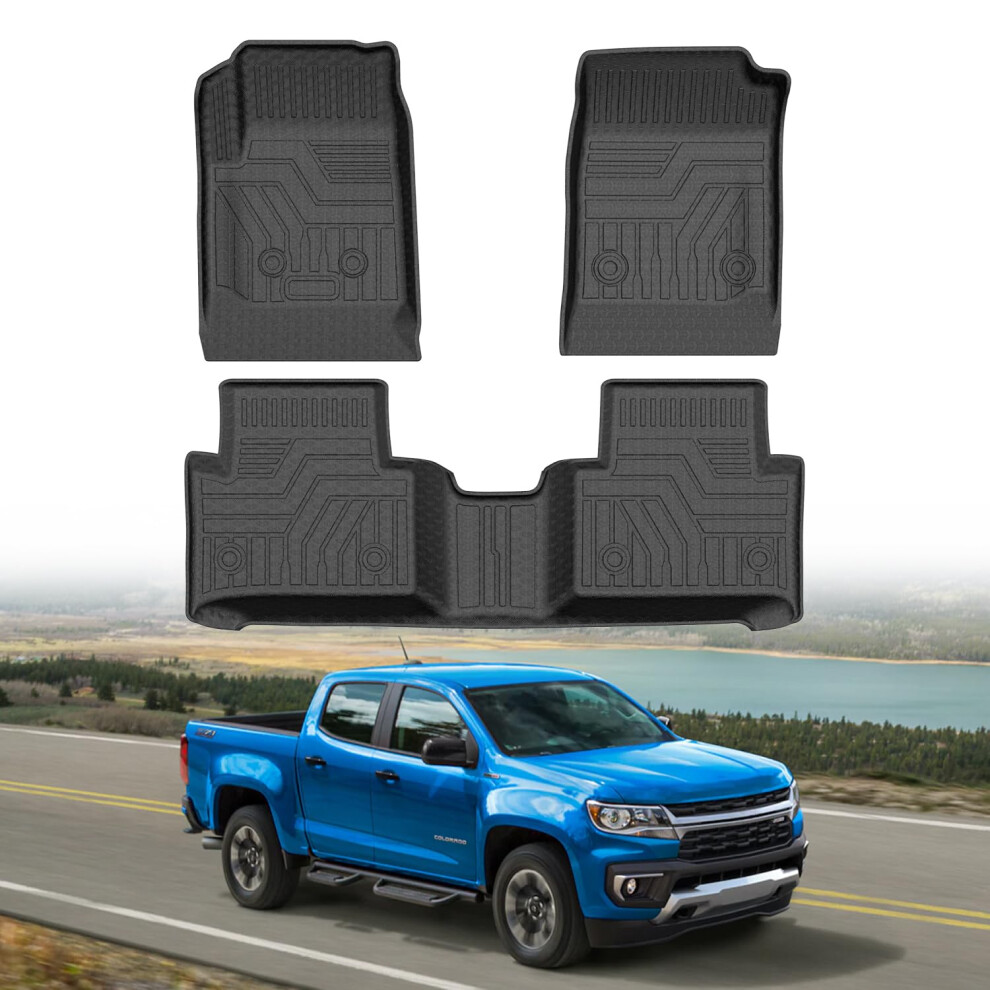 Mixsuper Floor Mats For Chevy Coloradogmc Canyon Crew Cab 20152022 All Weather Floor Liners 1St And 2Nd Row Set Black 712871614568