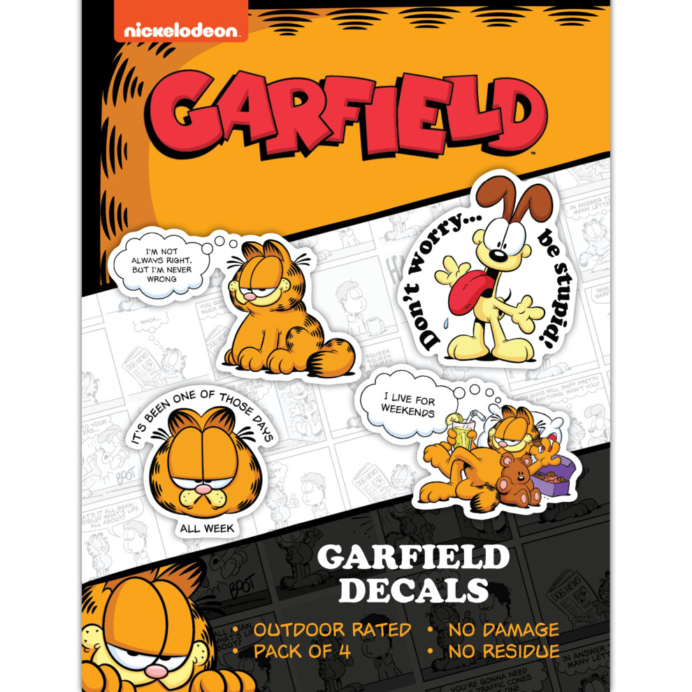 Garfield & Odie Decals Set Of 4 Garfield Quotes Vinyl Stickers For Water Bottle Laptop Car Truck Waterproof Bumper Stickers I Live For Weekends 810096284150