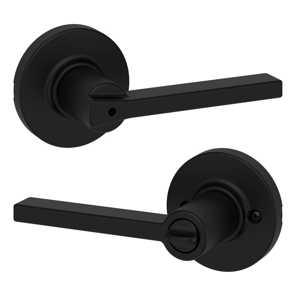 Photos - Door Handle Kwikset Casey Interior Privacy Round with Lock Door Lever for Bathroom and Bedroom Matte Black Reversible Keyles