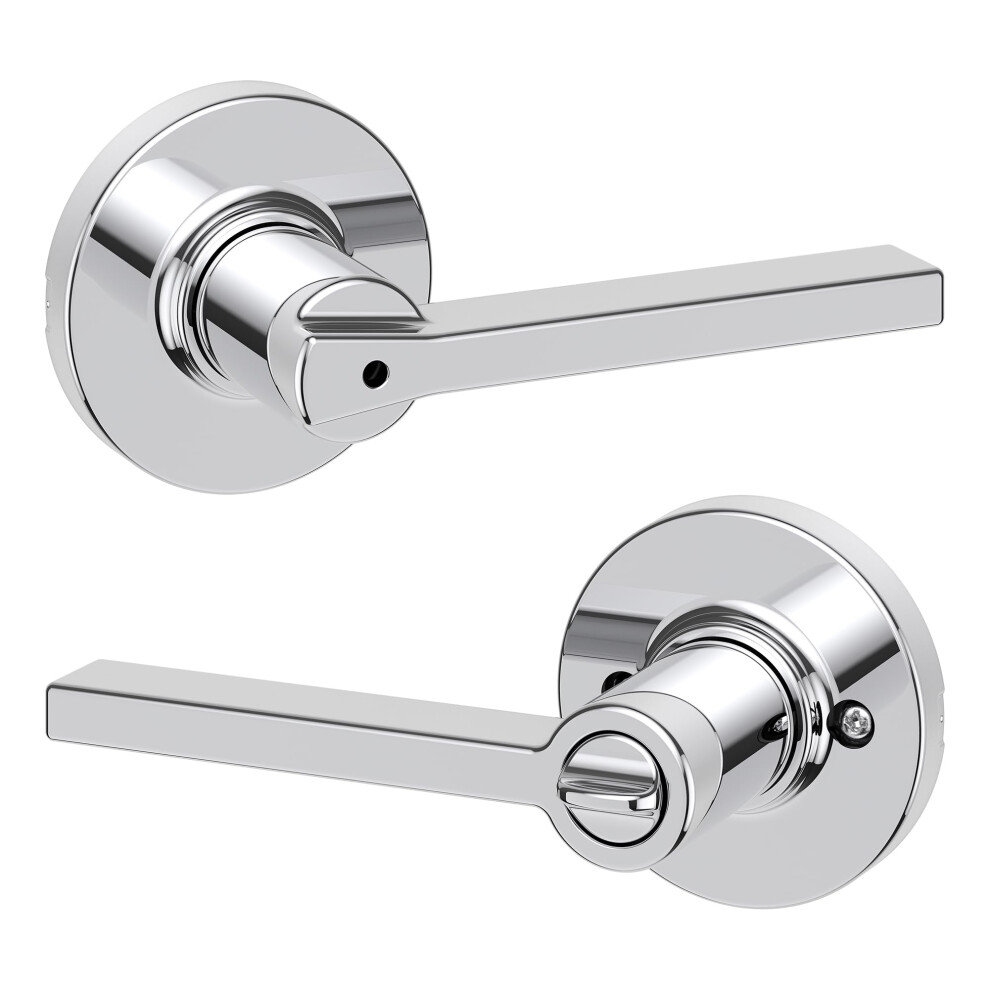 Photos - Door Handle Kwikset Casey Interior Privacy Round  with Lock Door Lever for Bathroom and Bedroom Polished Chrome Reversible Ke