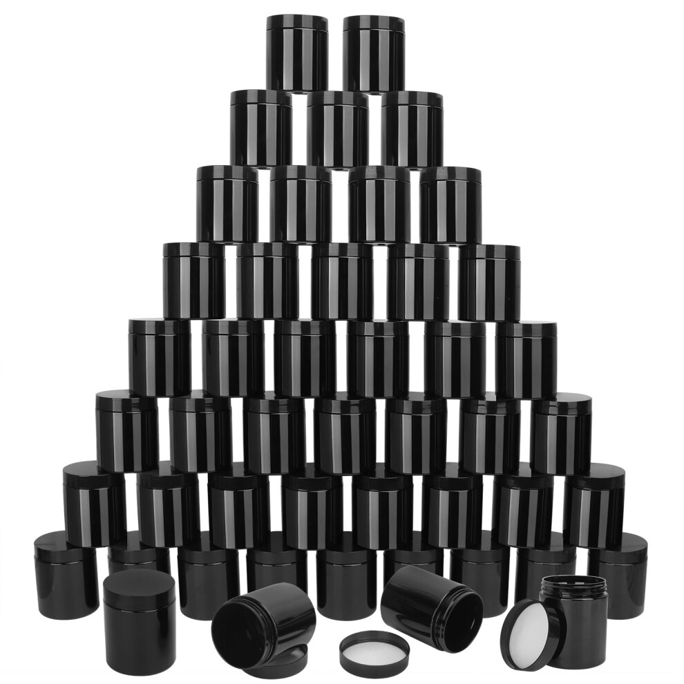Kuklipjim 48 Packs 8 Oz (250 Ml) Black Plastic Jars With Lids Cosmetic Jars With Wide-Mouth For Slime Beads Rhinestones Sequins Cosmetics Lotion Cream O