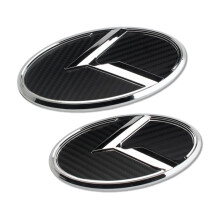 2 Stk K-logo Forreste htte Trunk Emblem Badge Kompatibel med Forte Sedan Optima Cerato .etc (Silver Carbon Fiber Black)
