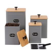PERFNIQUE Lot de 4 botes de cuisine hermtiques pour comptoir de cuisine, caf, th, sucre, farine, pices
