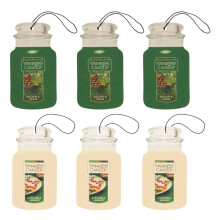 Yankee Candle Christmas Comforts Paper Car Jar 3 Balsam & Cedar & 3 Christmas Cookie