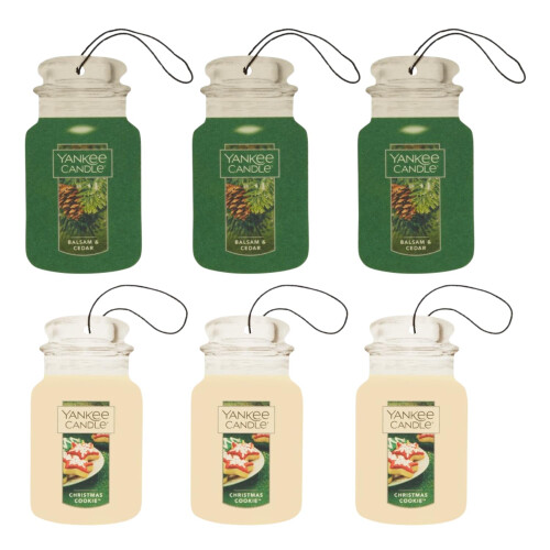 Yankee Candle Yankee Candle Christmas Comforts Jarra de papel para carro 3 blsamo e cedro e 3 biscoitos de Natal
