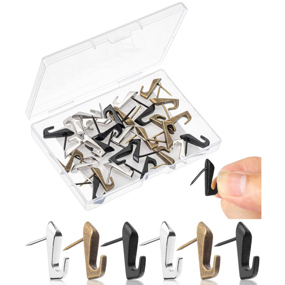 Mr. Pen- Push Pin Hooks For Hanging Pictures 30 Pack Decorative Push Pins For Wall Tacks Wall Pins For Hanging And Bulletin Board Silver/Bronze/B 840316972772