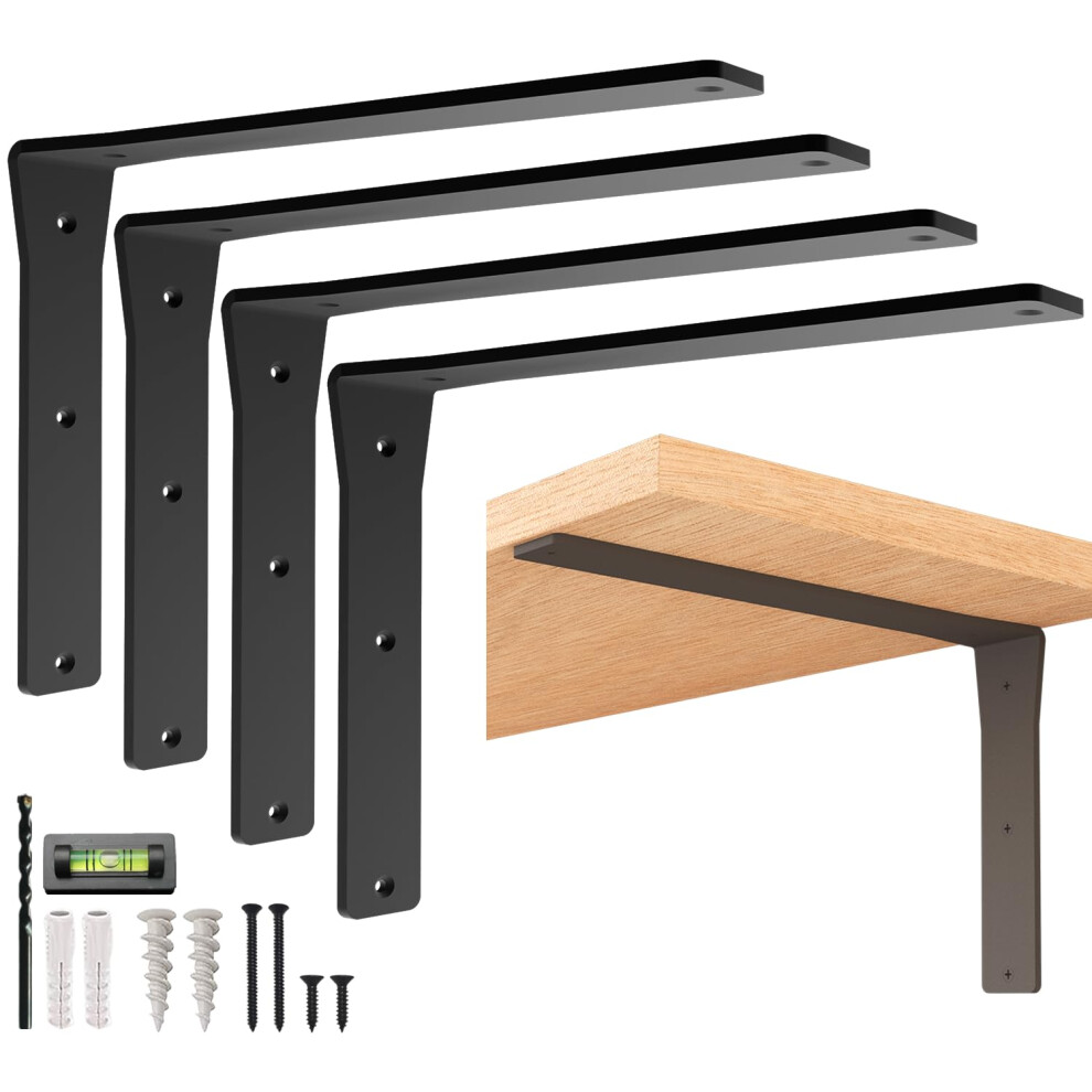 4 Pack Heavy Duty Shelf Brackets 16 Inch By Balin Designs - Decorative L Bracket For Shelves Metal Shelf Support Bracket Wall Mounted Countertop Ir 5065017190705