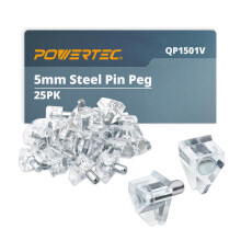 POWERTEC QP1501V 5mm gennemsigtige hyldepinde 25 stk. Hyldepinde St?ttepinde til hylder K?kkenskab Hylde Bogreol Skab og m?bler Nikkelbelagte hyl