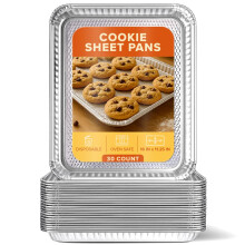 Stock Your Home Teglie in alluminio Teglia per biscotti Teglia da forno Confezione da 30 vassoi in alluminio usa e getta Teglie da forno antiader