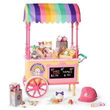 American Girl Summer McKinny Girl of The Year 2025 Carrito de golosinas para muñecas de 18 pulgadas con carrito móvil Comida simulada y accesorio