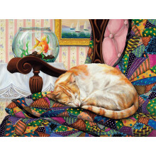 Buffalo Games  Joelle McIntyre  schlafende Steppkatze  750-teiliges Puzzle fr Erwachsene  anspruchsvolles Puzzle, perfekt fr Spieleabende  fer