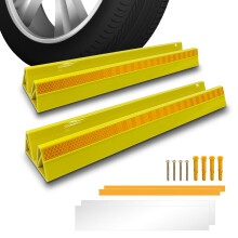 HOXWELL 2 Pezzi 18'' Ferma Ruota per Parcheggio Auto per Garage con 2 Metodi di Installazione Ferma Pneumatici per Carichi Pesanti con Nastri Rif
