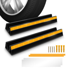 HOXWELL 2 Stck 18'' Park-Auto-Radstopper fr die Garage mit 2 Installationsmethoden, robuste Reifenstopper mit reflektierenden Bndern, Auto-Parkhil