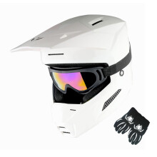 1Storm Jeugd Crosshelm ATV BMX MX Crossmotor Go Kart Skate Kinderhelm Multisport Tiener Glanzend Wit + Bril + Handschoenenbundel