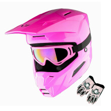 1Storm Jeugd Motorcrosshelm ATV BMX MX Crossmotor Go Kart Skate Kinderhelm Multisport Tiener Glanzend Roze + Goggles + Handschoenenbundel