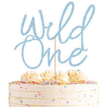 Wild One Dcoration de gteau Bleu clair paillettes Dcoration de gteau d'anniversaire pour 1er anniversaire, gteau, premier anniversaire de