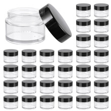 1 oz glaskrukke med l?g Hoa Kinh 30 pakke klare runde beholdere Kosmetiske krukker med indvendige foringer og sorte l?g Rejsekrukker til opbevari