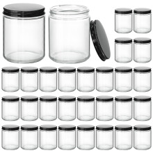 KEYWING 30 Pack 8oz kynttilpurkit kansilla Kirkkaat lasipurkit mustalla metallilla kannet Tyhj purkki kynttilnvalmistusjauheiden kermalle