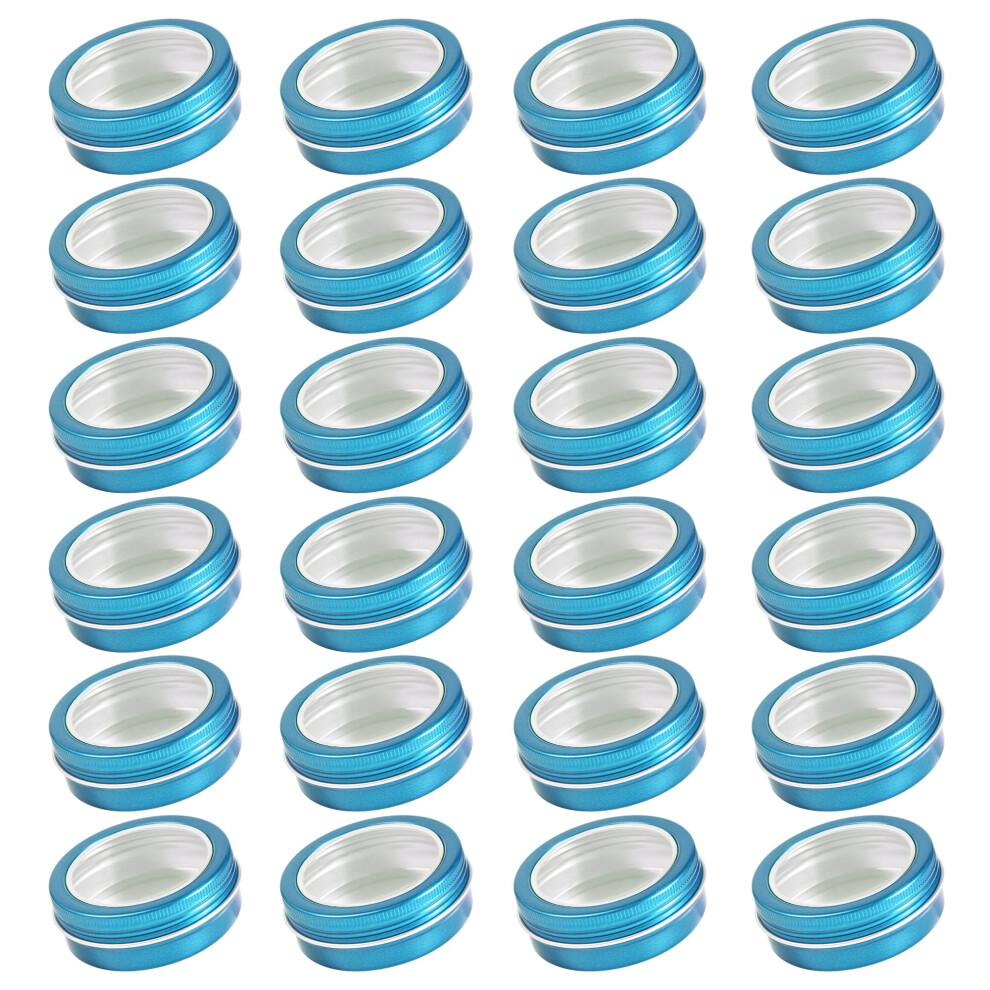 Art Secret 24 Pack 2 Ounce Screw Top Aluminum Tin Jar With Screw Clear Lid And Blank Labels Refillable 60Ml Metal Containers For Lip Balms Candles Salves Sp