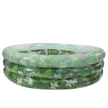 Poolcandy oppustelige solbassiner for op til 3 voksne (Palm & Plumeria solbad med tropisk print)