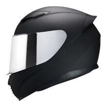 JQF Gear Full Face Helmet Black Motorcycle Motorbike Street Bike Racing Helmets for Adults WS-607 DOT Approved (with Chrome Silver M)